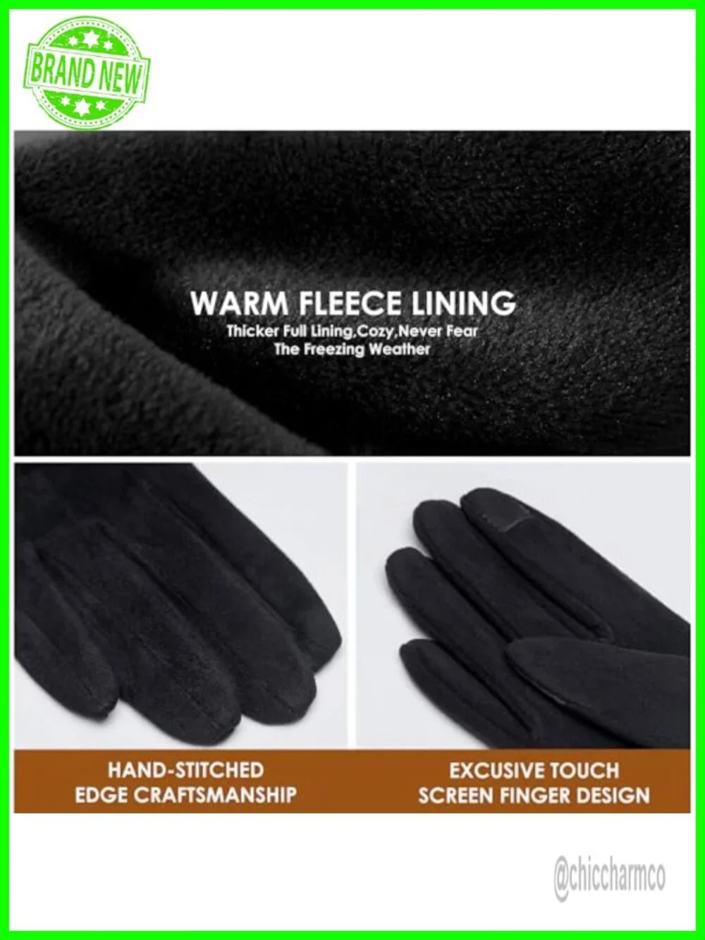 Women's Winter Touch Screen Gloves Fleece Lined Suede Leather Warm